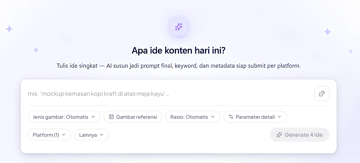 Contoh komposer ide di dashboard Stokide